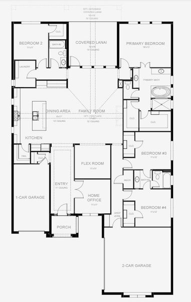 2D floor plan layout for the 2683F by Perry Homes in Glynlea Country Club 60', Port St. Lucie, FL (Image 3).