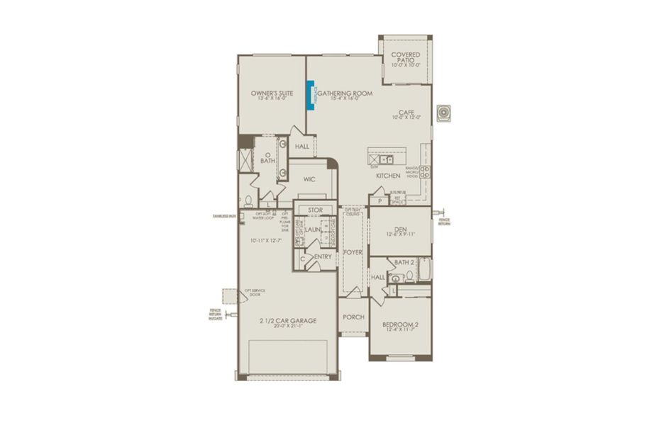 2D floor plan layout of this home in Vistoso Canyon Estates, Oro Valley, AZ (Image 5).