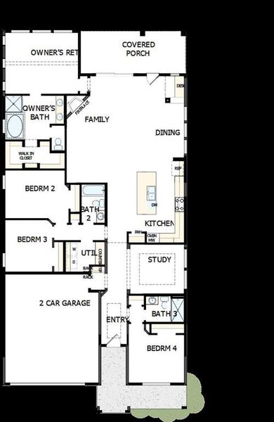 2D floor plan layout of this home in Goodland – Classic Series, Grand Prairie, TX (Image 2).