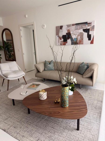 Furnished interior view inside a new home in Aston Martin Residences, Miami (Image 9). Furnished interior view inside a new home in Aston Martin Residences, Miami (Image 9).