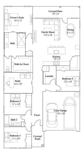 2D floor plan layout of this home in Anniston, Katy, TX (Image 2).