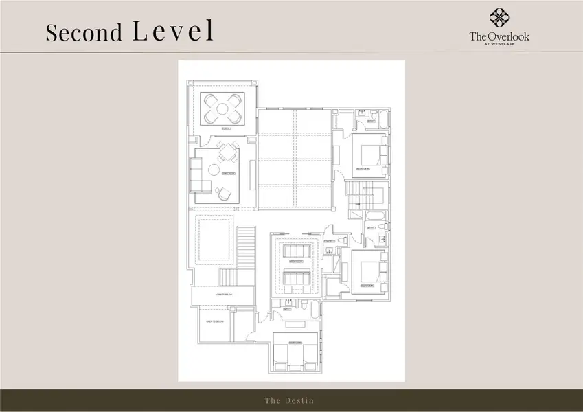 2D floor plan layout of this home in The Overlook at Westlake, Austin, TX (Image 4).