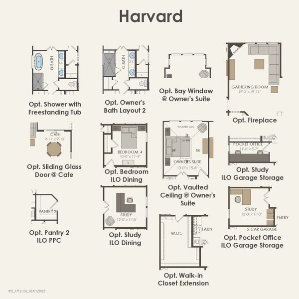 2D floor plan layout for the Harvard by Pulte Homes in Ribbonwood, Aubrey, TX (Image 7).