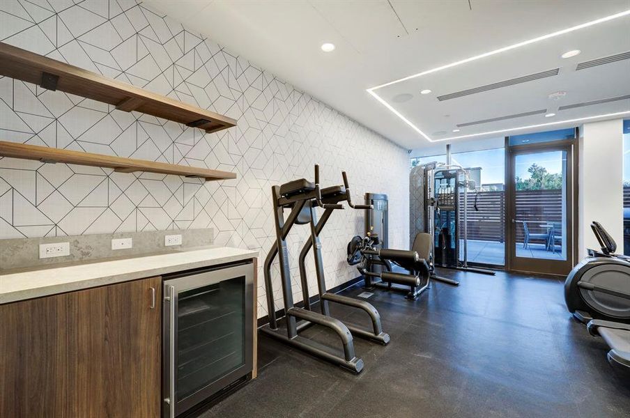 You can access the resident's terrace from the fitness center.