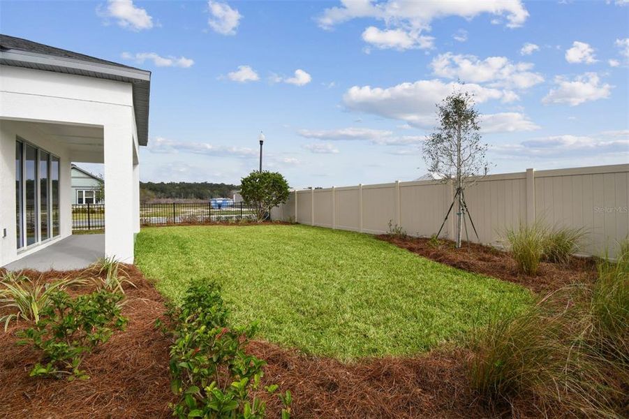 Exterior details and patio area of a home in Oakfield at Mount Dora Village Series, Mount Dora (Image 23).