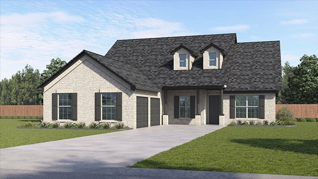 Representative exterior photo of a completed home built from the Angelina by D.R. Horton in Peachtree Meadows, Rockwall, TX (Image 2). Representative exterior photo of a completed home built from the Angelina by D.R. Horton in Peachtree Meadows, Rockwall, TX (Image 2).