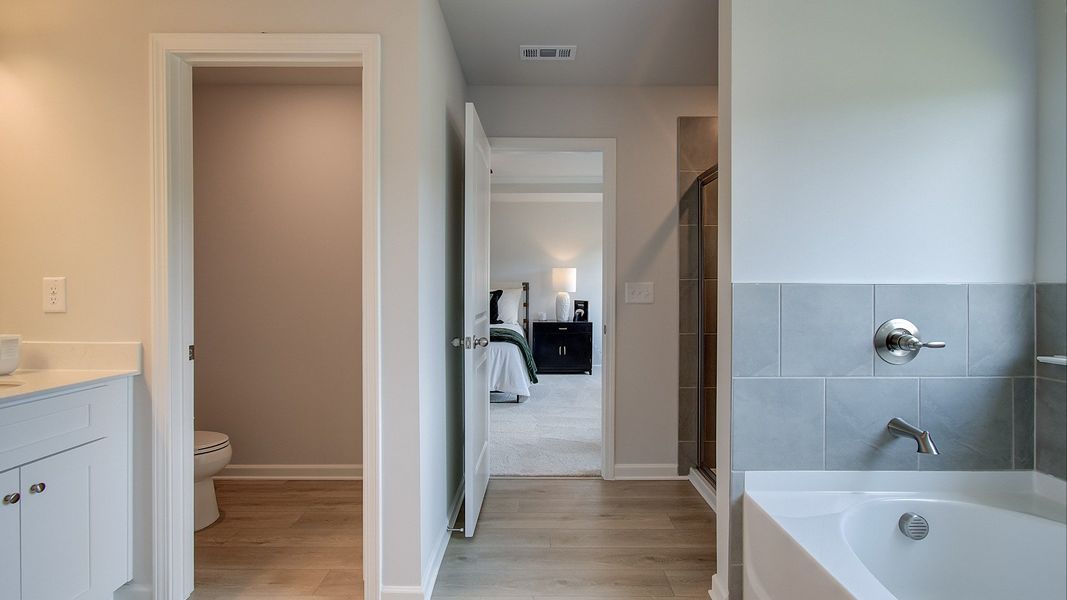 Representative furnished interior of a home built from the Layla II by DRB Homes in Enclave at Evergreen, Fairburn (Image 29).