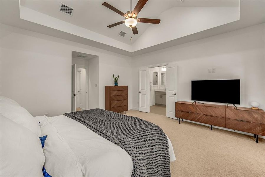 Furnished interior view inside a new home in Fields Villas - Darling Homes, Frisco (Image 10). Furnished interior view inside a new home in Fields Villas - Darling Homes, Frisco (Image 10).