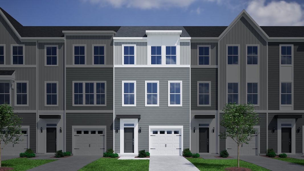 Representative exterior photo of a completed home built from the Daphne 3-Story 1-Car Garage - Vanguard Collection by Mungo Homes in Vista at Cane Bay, Summerville, SC (Image 7).