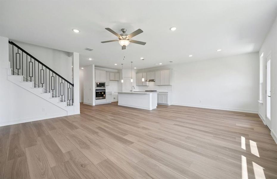View of kitchen from gathering room