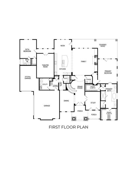 2D floor plan layout for the Hudson FS (w/Media) by First Texas Homes in Broadmoor Estates, Ovilla, TX (Image 4).