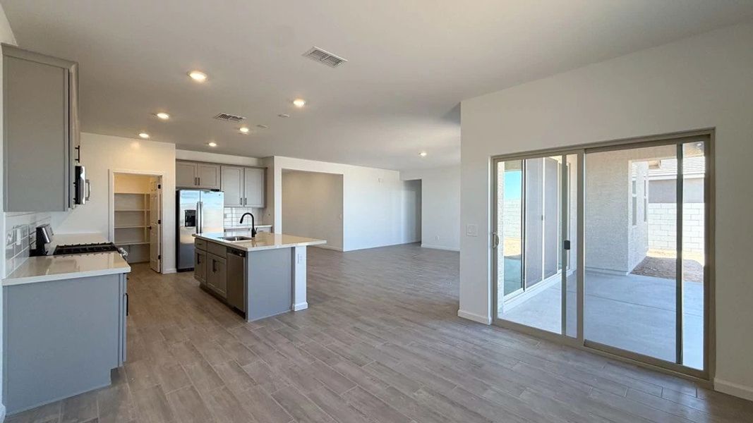 Dining, kitchen and great room
