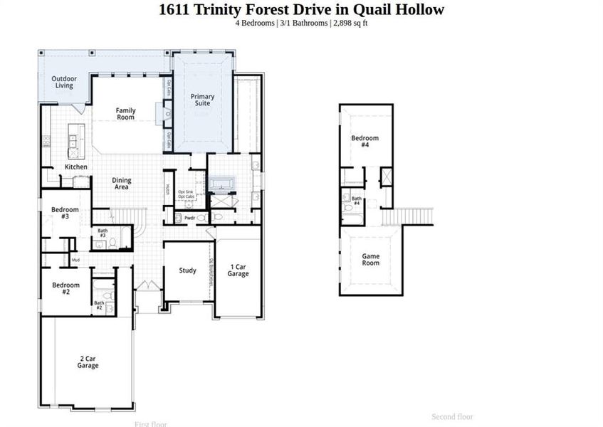 2D floor plan layout of this home in Quail Hollow, Rockwall, TX (Image 2).