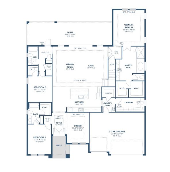 2D floor plan layout for the Cedar Key II by Homes by WestBay in Hawkstone, Lithia, FL (Image 3).