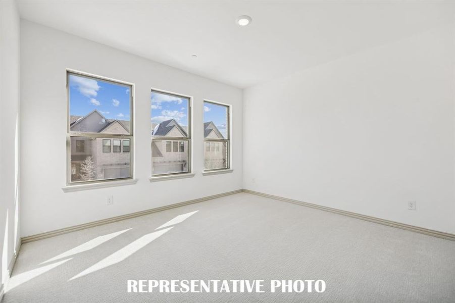 You'll find nicely sized secondary bedrooms in our Farley plan.  REPRESENTATIVE PHOTO