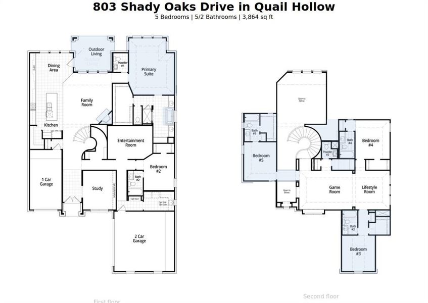 2D floor plan layout of this home in Quail Hollow: 62ft. lots, Rockwall, TX (Image 2).