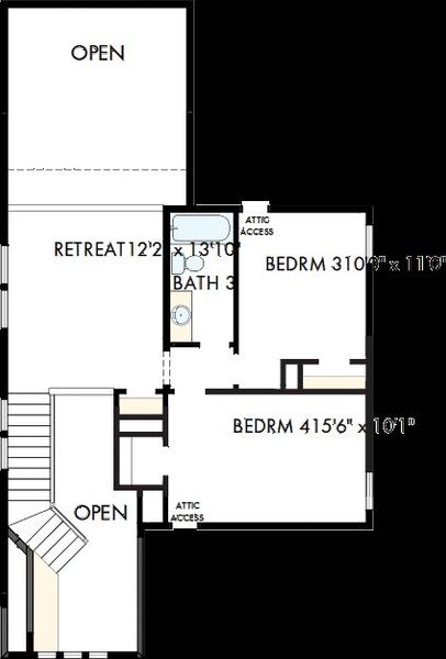 2D floor plan layout of this home in The Grand Prairie - Meadow Collection, Hockley, TX (Image 3). 2D floor plan layout of this home in The Grand Prairie - Meadow Collection, Hockley, TX (Image 3).