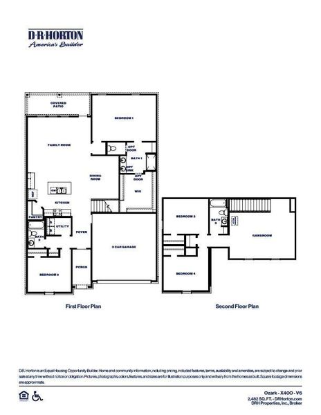 2D floor plan layout of this home in Grand Pines, Magnolia, TX (Image 4).