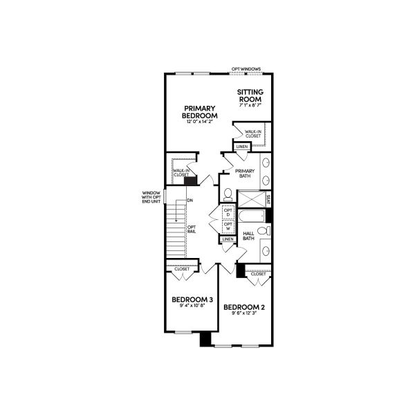2D floor plan layout of this home in Townhomes at Wendell Falls, Wendell, NC (Image 4).