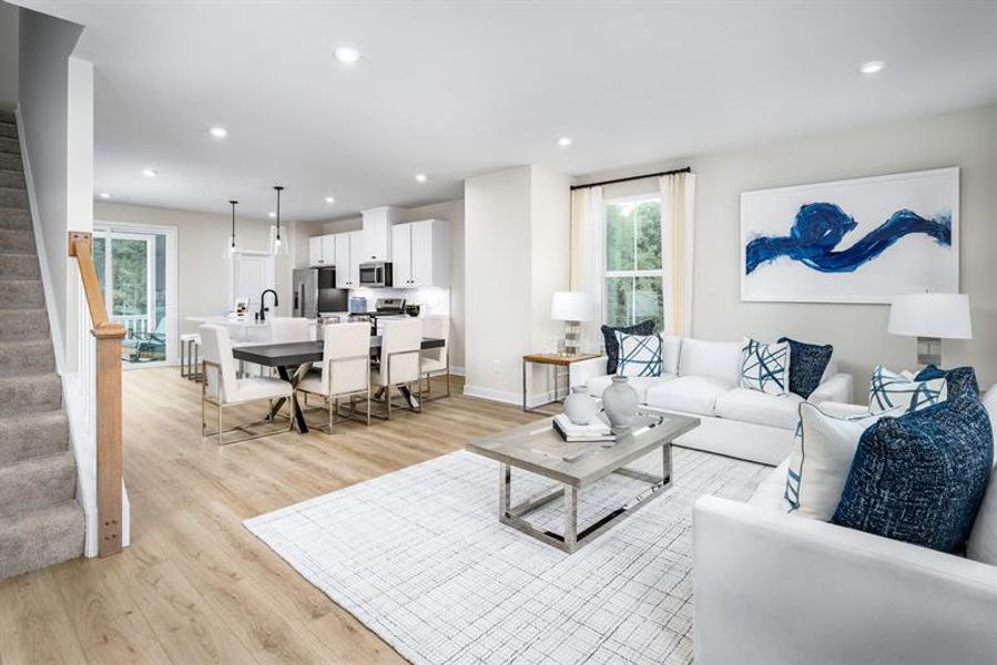 Representative furnished interior of a home built from the Schuman by Ryan Homes in Stowe Branch Townhomes, Charlotte (Image 8).