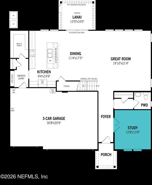 2D floor plan layout of this home in RiverTown, St. Johns, FL (Image 4).