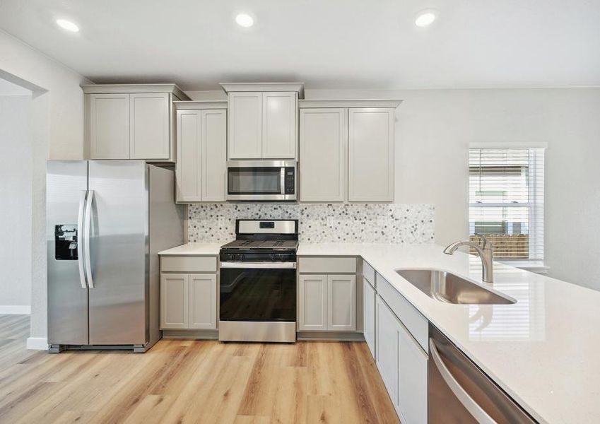 The kitchen of the Arapaho has energy-efficient appliances.