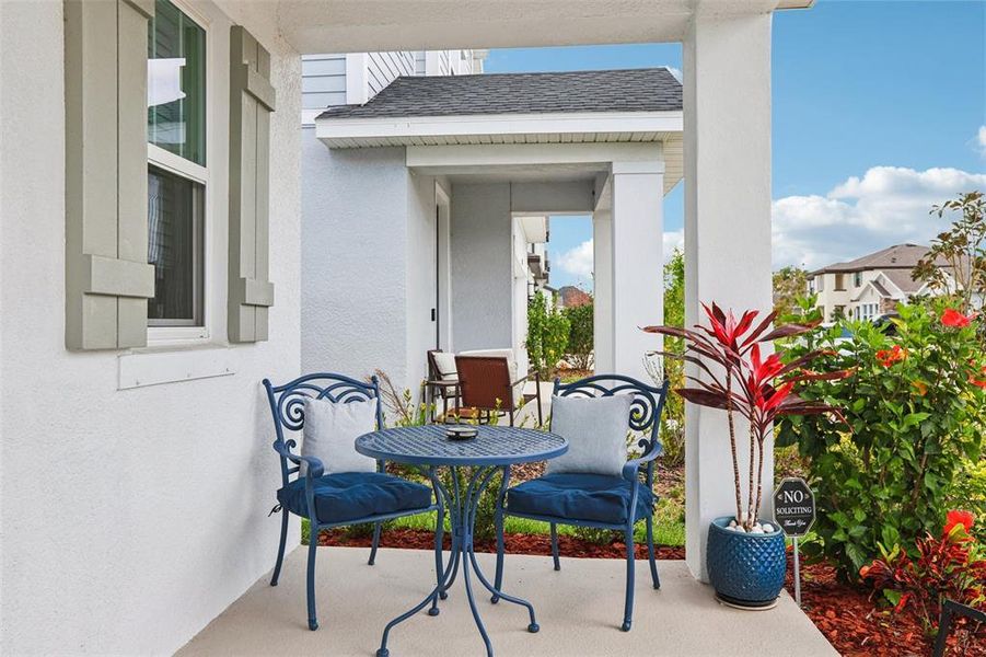 Exterior details and patio area of a home in Waterset Garden Series, Apollo Beach (Image 3).