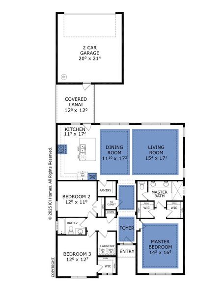2D floor plan layout for the Violet - Classic Series | 50' Wide Lots by ICI Homes in Oakmont, Gainesville, FL (Image 3).