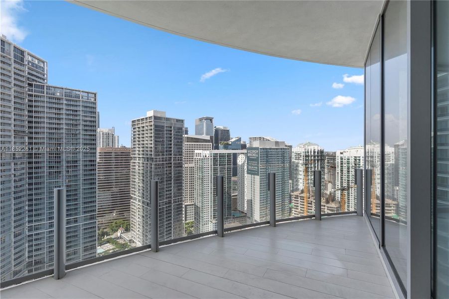 Exterior details and patio area of a home in Aston Martin Residences, Miami (Image 19).