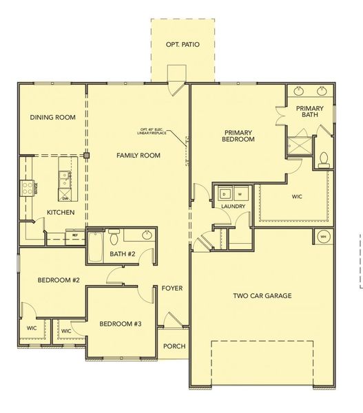 2D floor plan layout for the Cottonwood by Kerley Family Homes in Pevensie Manor, Powder Springs, GA (Image 3).