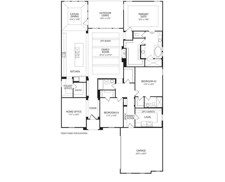 2D floor plan layout for the Lorenzo III by Drees Custom Homes in The Homestead - 62', Rockwall, TX (Image 8).