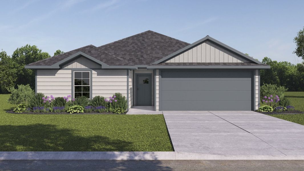 Representative exterior photo of a completed home built from the Bellvue by D.R. Horton in Ranger Crossing, Princeton, TX (Image 9). Representative exterior photo of a completed home built from the Bellvue by D.R. Horton in Ranger Crossing, Princeton, TX (Image 9).