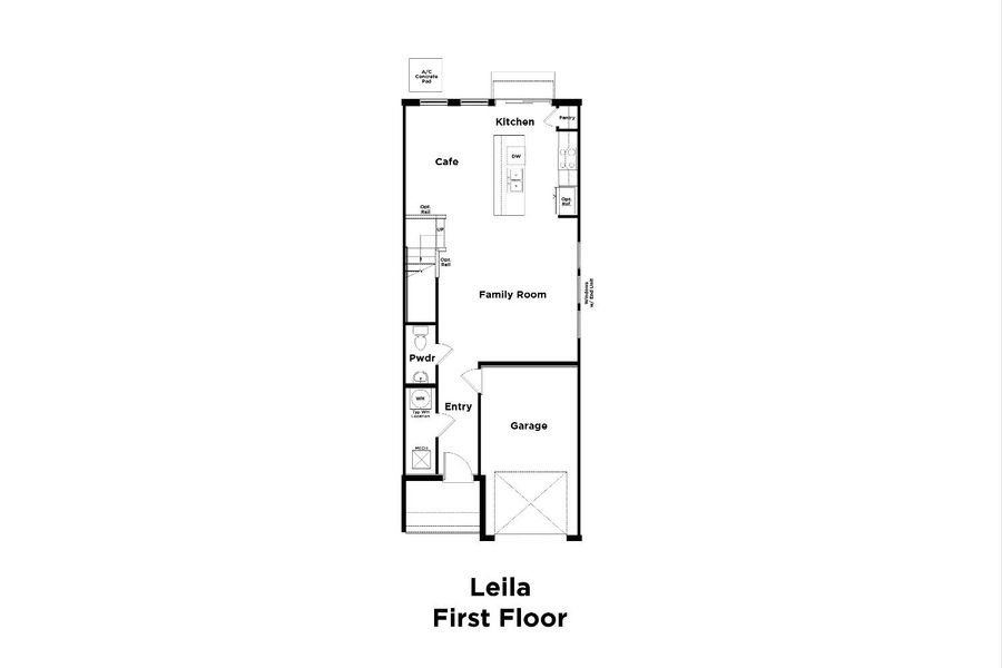 2D floor plan layout for the Leila II by DRB Homes in Twin Oaks, Zephyrhills, FL (Image 3).