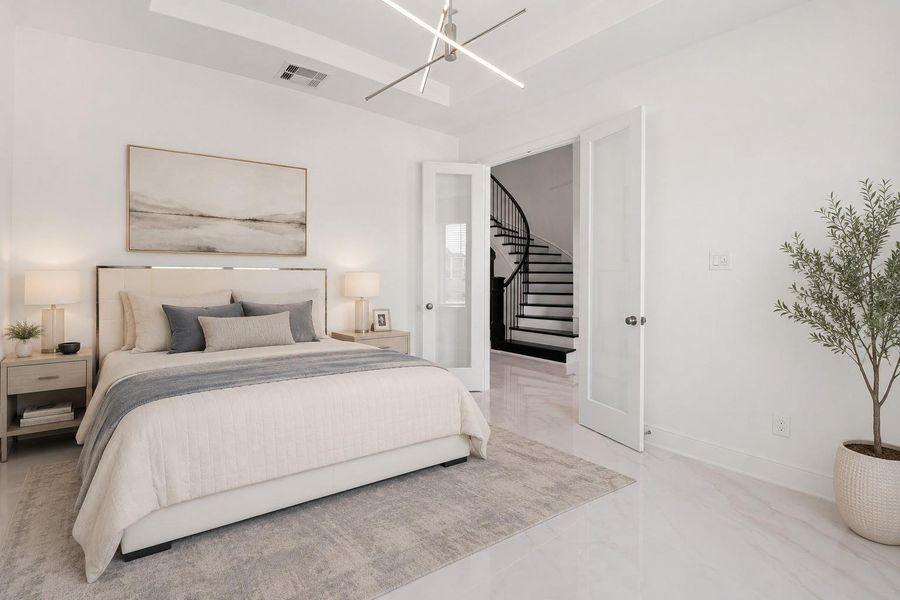Virtual Staging - Bedroom: Comfortable secondary bedroom with elegant staging and a bright, welcoming feel.