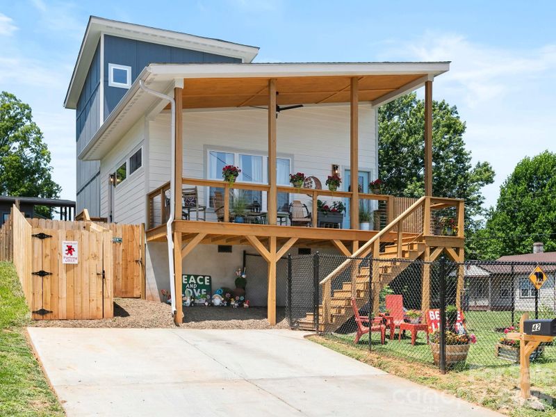Exterior details and patio area of a home in , Asheville (Image 19).