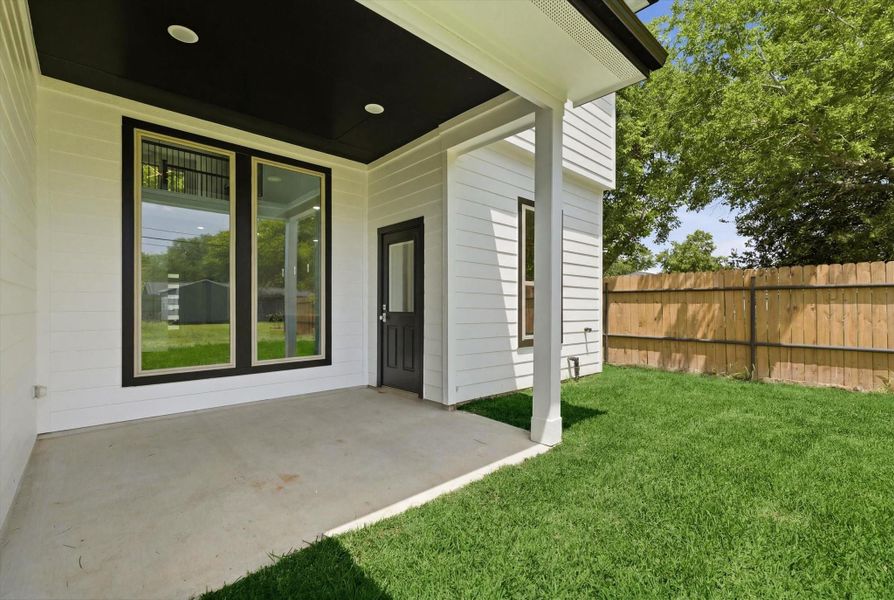 The covered patio offers the perfect spot to enjoy the outdoors in comfort, rain or shine. The covered patio offers the perfect spot to enjoy the outdoors in comfort, rain or shine.