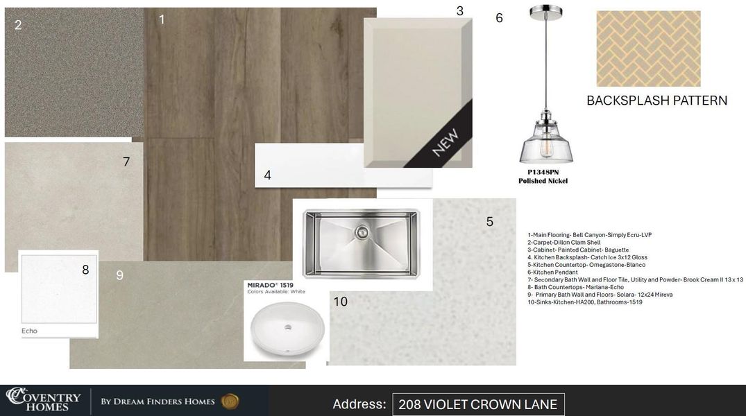 Sample of building materials used in homes in The Trails, New Caney (Image 3).