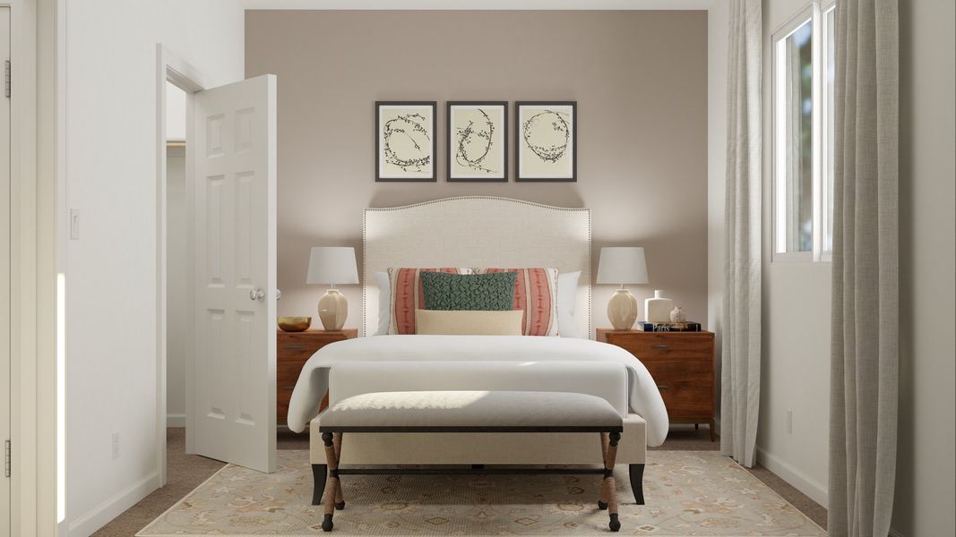 A bed in a room.