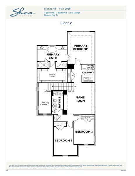 2D floor plan layout of this home in Sienna 40', Missouri City, TX (Image 3).