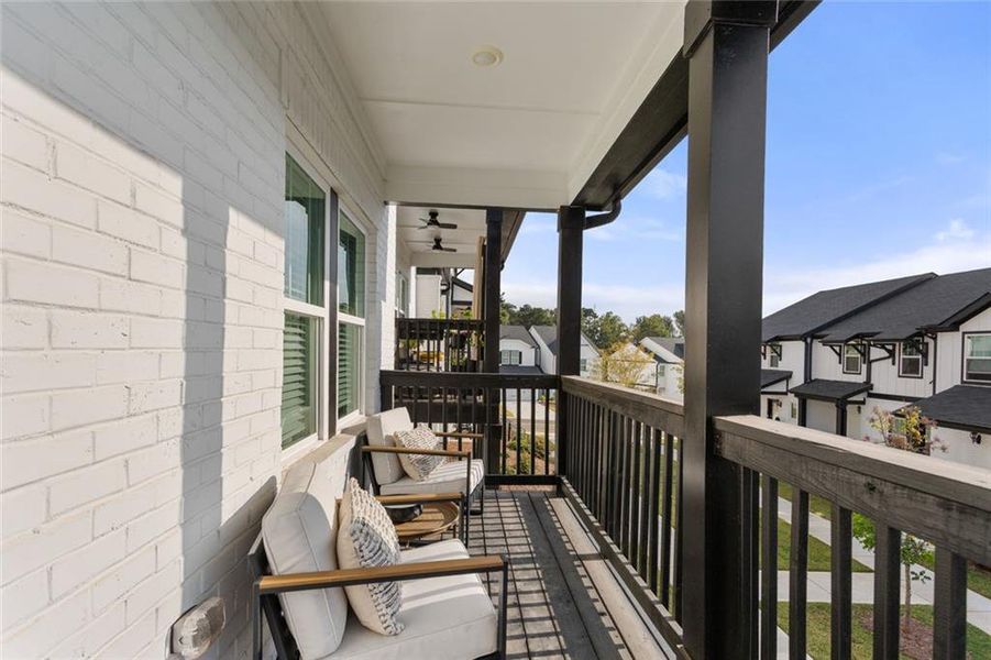 Exterior details and patio area of a home in Terrace at Riverview Landing, Smyrna (Image 1).