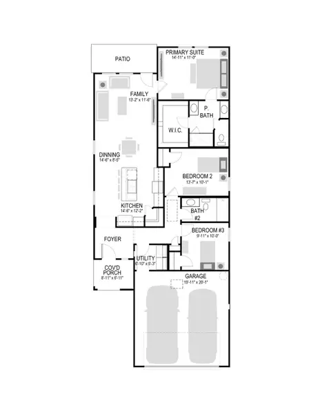 2D floor plan layout for the Birch by Trophy Signature Homes in Lowry Trails, Princeton, TX (Image 5).