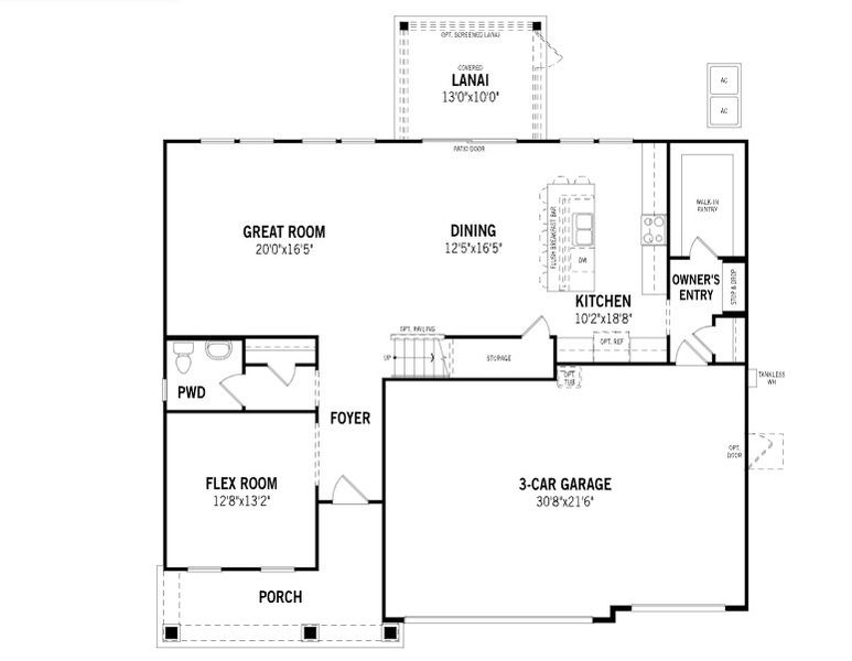 2D floor plan layout for the Kingsley by Mattamy Homes in RiverTown - Forest, St. Johns, FL (Image 3). 2D floor plan layout for the Kingsley by Mattamy Homes in RiverTown - Forest, St. Johns, FL (Image 3).