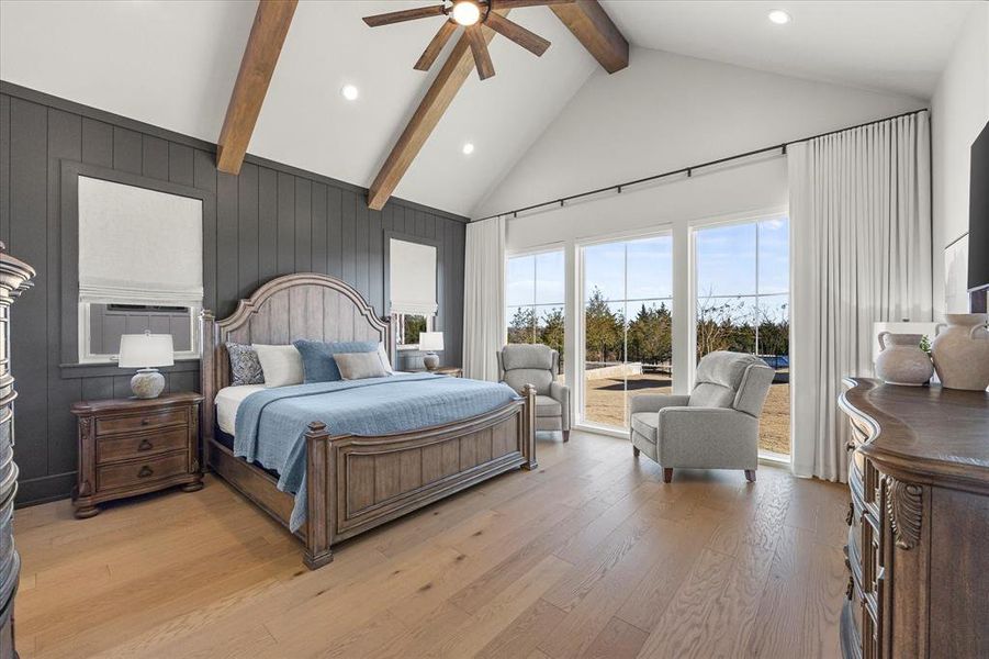 Owner's retreat features stunningly beautiful bedroom