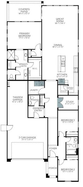 2D floor plan layout of this home in Mesquite at North Creek, Queen Creek, AZ (Image 5).