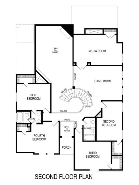 2D floor plan layout for the Brentwood 45 3F (w/Media) by First Texas Homes in Estates at Edgewood Creek, Celina, TX (Image 4). 2D floor plan layout for the Brentwood 45 3F (w/Media) by First Texas Homes in Estates at Edgewood Creek, Celina, TX (Image 4).