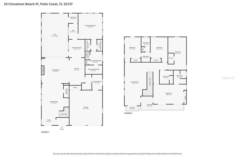 2D floor plan layout of this home in , Palm Coast, FL (Image 5).