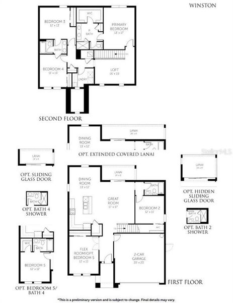 2D floor plan layout of this home in Brystol North at Wylder, Port St. Lucie, FL (Image 4).