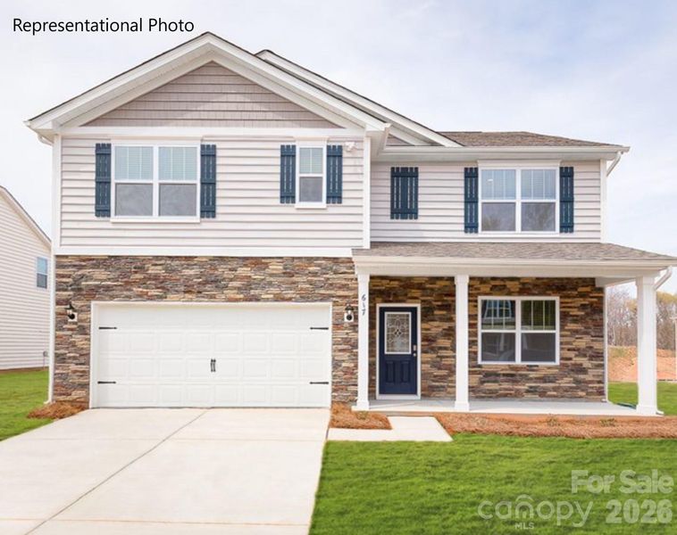 Front exterior of a new home in Brinkley Ridge, Kings Mountain, NC, highlighting curb appeal (Image 1). Front exterior of a new home in Brinkley Ridge, Kings Mountain, NC, highlighting curb appeal (Image 1).