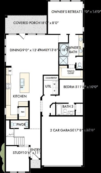 2D floor plan layout of this home in Walden Creek – Reserve Collection, Montgomery, TX (Image 2). 2D floor plan layout of this home in Walden Creek – Reserve Collection, Montgomery, TX (Image 2).