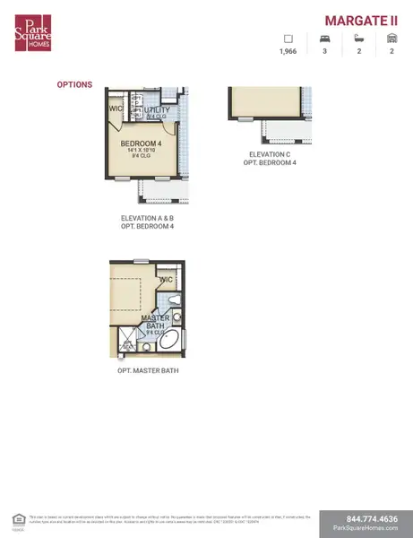 2D floor plan layout for the Margate II by Park Square Residential in The Sanctuary at Seaire, Parrish, FL (Image 4).
